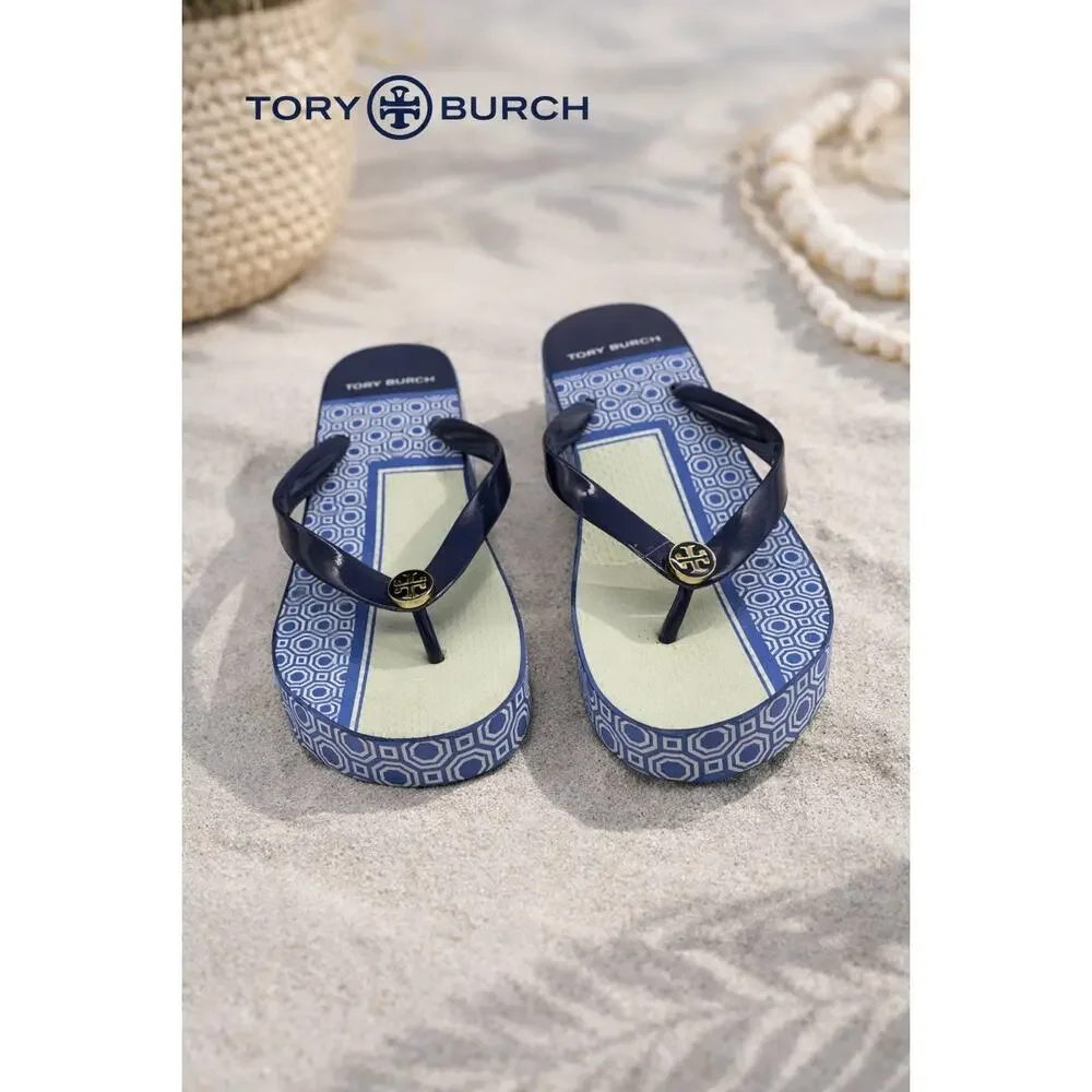 Tory Burch Gemini Link Cut-Out Wedge Flip-Flops